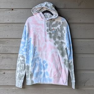 Nike Be True Tiedye Hoodie Pink Foam Pastel Size Small Blue Pink Gray